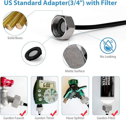 lifeegrn Misting Cooling System: Outdoor Mister System for Patio, 20 FT Misting Line+5 Mist Nozzles+3/4" Brass Adapter Garden Trampoline Greenhouse
