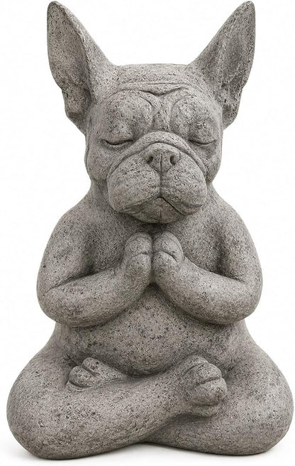 Meditating Buddha Bulldog Statue-Cute Funny Zen Animal Tabletop Decor for Home and Garden for Patio Lawn Yard Porch Ornament Garden Gift