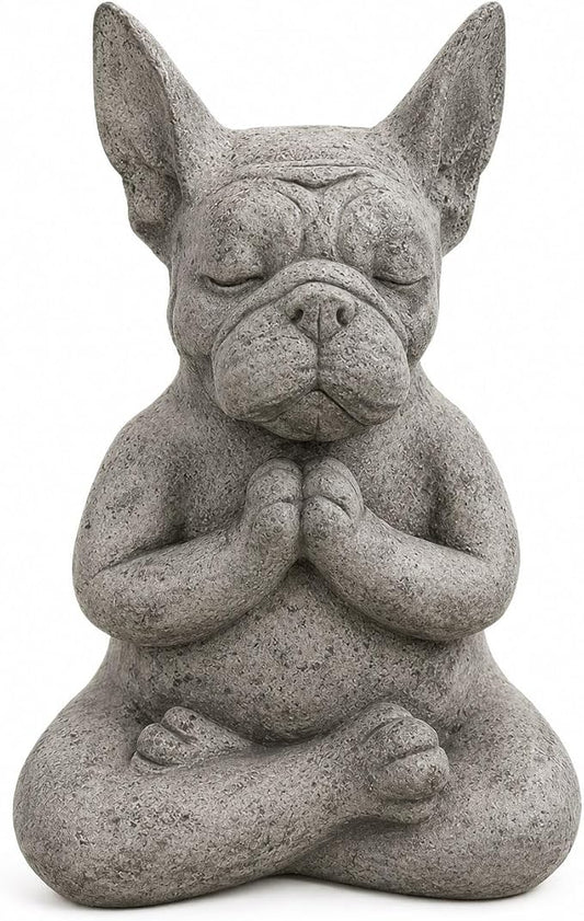 Meditating Buddha Bulldog Statue-Cute Funny Zen Animal Tabletop Decor for Home and Garden for Patio Lawn Yard Porch Ornament Garden Gift