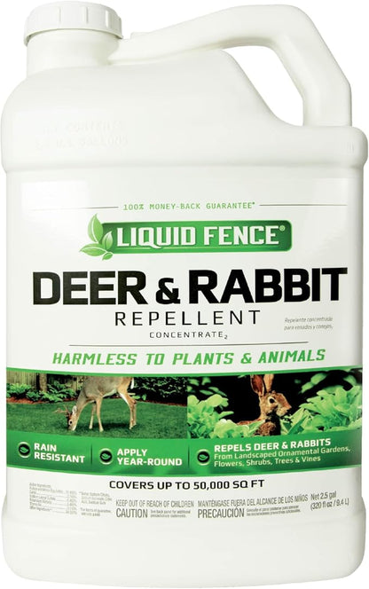 Liquid Fence Deer And Rabbit Repellent Concentrate 2.5 Gallons, Apply Year-Round, 2 Pack