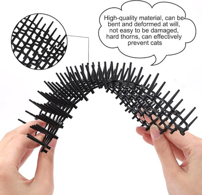 TSLBW 6.2 * 8 Inch 12 Pcs Cat Scat Mat with SpikesCat Repellent Mat with Spikes Pet Deterrent Net Anti Cat Mat Gardening Plastic Cat Scat Mat with 8 U-Shaped Pegs Wild Animal Garden Plants