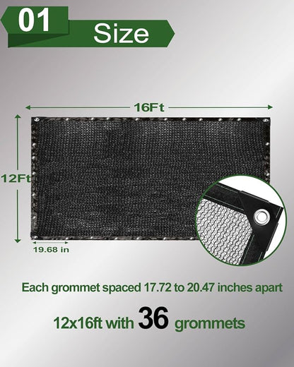 vensovo 30% Sunblock Shade Cloth Net Black Resistant - 12x16 Ft Garden Shade Mesh for Plant Cover, Greenhouse, Chicken Coop, Kennels, Tomatoes Plants