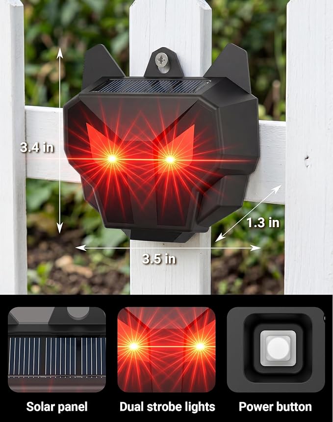 2 Pack Solar Nocturnal Animal Repeller, Humane Coyote Deterrent, Waterproof Racoon Repellent Outdoor for Fox, Deer, Skunk, Predator Lights for Chicken Coop, Farm & Garden