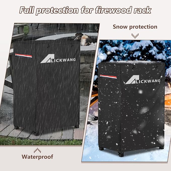 17 Inch Firewood Rack Cover,Heavy Duty 600D Waterproof Outdoor Firewood Storage Rack Cover,Wood Rack Cover for 2-Tiers Small Log Holders for Firewood.(14" D x 17" W x 30" H,Cover Only)