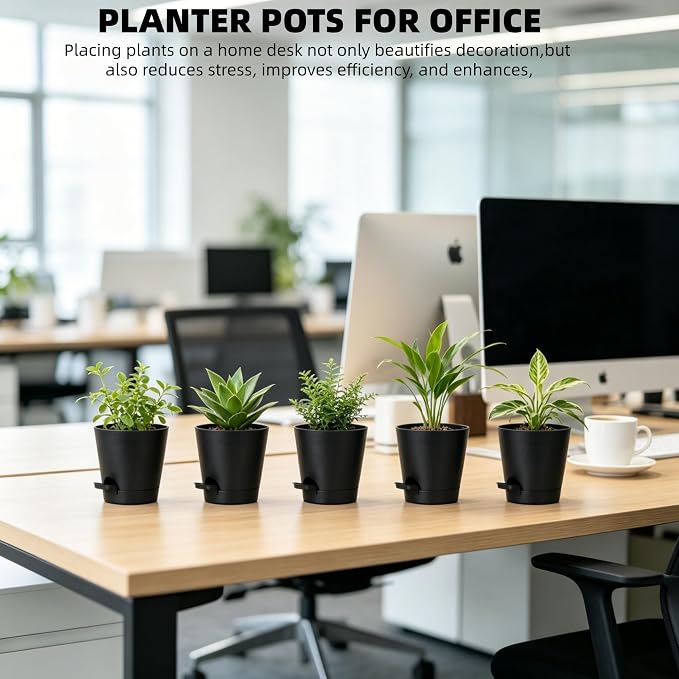 12 Pack 4 Inch African Violet Pots Self Watering, Self-Watering Planters with Drainage Holes & Reservoir, Black Plastic Pots for Indoor Outdoor Plants, Succulents & Flowers