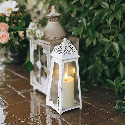 Waterproof Flameless 2.2" x4" 4" 5" 5" 6" 6" 7" 7" Pillar Candles with Remote Control and Timer, LED Ivory Battery Operated Plastic Wave-Shaped Design Pack of 8 Outdoor Flickering