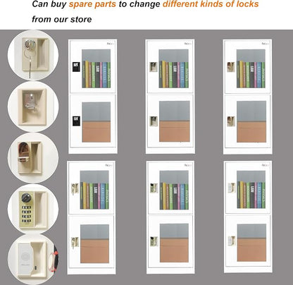 MECOLOR Vertical Single-Layer Small lockers with Padlocks and latches, 2 or 3 compartments, for Employees, Families, Offices, Schools, supermarkets and Other Places, (Full White, G2V)