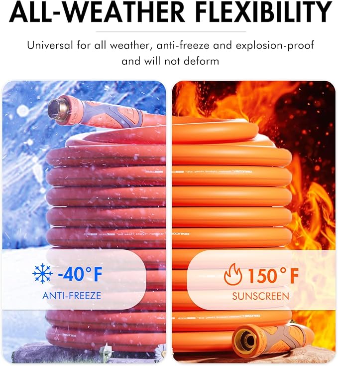 25 ft Garden Hose, Heavy Duty Water Hose, Flexible garden Hose, Lightweight Water Hose with Swivel Handle,3/4" Male to Female Fittings, Burst 600 PSI