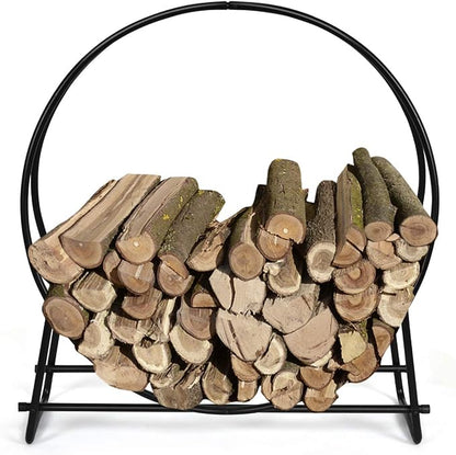 Casart Firewood Log Rack Hoop Tubular Steel Wood Storage Holder for Indoor & Outdoor (40 Inch)