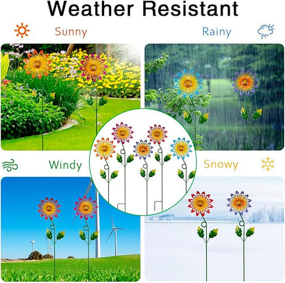 5 Pack Metal Flowers Decorative Garden Stakes, Metal Flowers for Outside Spring Yard Decor, Decorative Yard Art for Lawn, Patio, Fence,Garden Decor