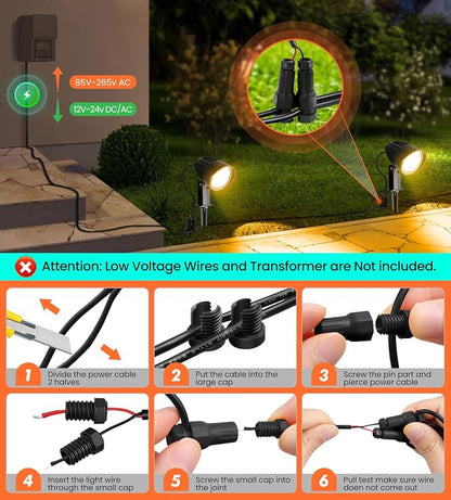MEIKEE 7W 800LM Low Voltage Landscape Lighting | 12V 24V 2700K Warm White LED Landscape Lights IP66 Waterproof Outdoor Spot Lights for Garden Pathway Wall Tree Fence 2-Pack