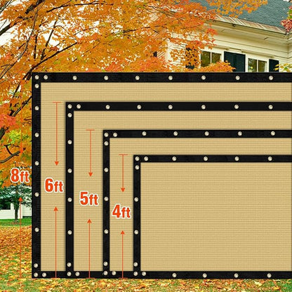 iCover 4x25ft Privacy Screen Fence, Outdoor Fencing Panels, Garden Windscreen Mesh Shade Sail Net Barrier, Fence Privacy Screen Reinforced Bindings and Brass Grommets Cable Zip Ties, Sand