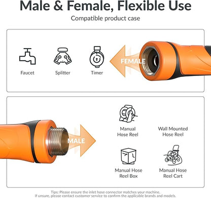 Giraffe Tools Garden Hose 5/8", Water Hose Heavy Duty, Flexible, Lightweight Hybrid Hose with Swivel Handle, 15ft Male to Female Fittings, Burst 600 PSI, Short Leader Hose