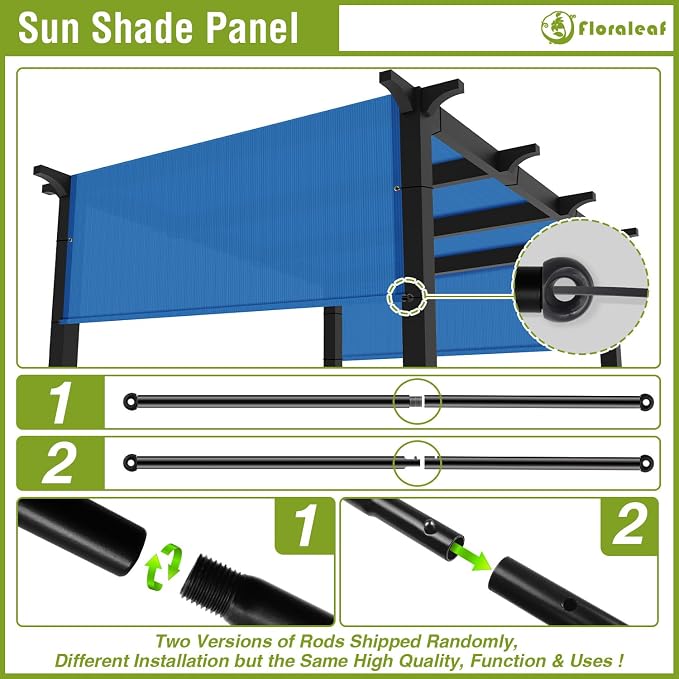 12' × 29' Pergola Shade Cover Universal Replacement Canopy Cover Outdoor Durable Fabric Sun Shade Cloth for Deck Patio Porch Backyard Gazebo with Grommets & Weighted Rods, Blue