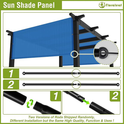 12' × 29' Pergola Shade Cover Universal Replacement Canopy Cover Outdoor Durable Fabric Sun Shade Cloth for Deck Patio Porch Backyard Gazebo with Grommets & Weighted Rods, Blue