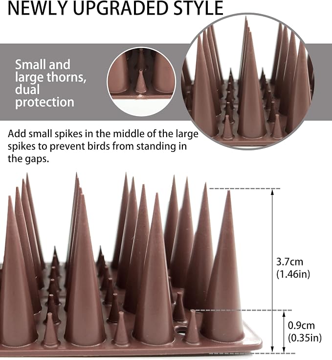DY.2ten Bird Spikes, 11.8in Deterrent Spike, 10-Pack (9.8ft Total) Fence Spikes Bird for Outside to Keep Bird Squirrel Raccoon Pigeon Cat Away and Keep Birds from Building Nest, Easy to Install