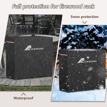 34Inch Firewood Rack Cover,Heavy Duty 600D Waterproof Outdoor Firewood Storage Rack Cover, All Weather Protection Firewood Rack Cover.14 D x 34" W x 31" H.Black(Cover Only)