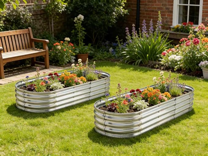 6 ft x 2 ft Raised Garden Bed Metal Elevated Planter for Vegetable Flower Herb (2pk)