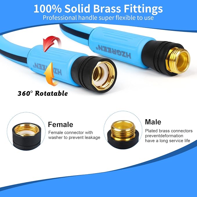 Garden Hose 5/8" x35FT, Heavy Duty 450B.P Water Hose Handle Lawn & Garden Watering Equipment 3/4" Solid Brass Fittings