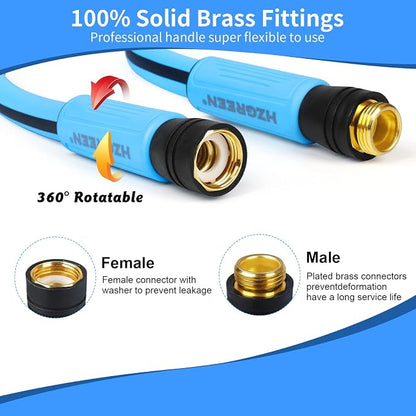 Garden Hose 5/8" x25FT, Heavy Duty 450B.P Water Hose Lawn & Garden Watering Equipment 3/4" Solid Brass Fittings