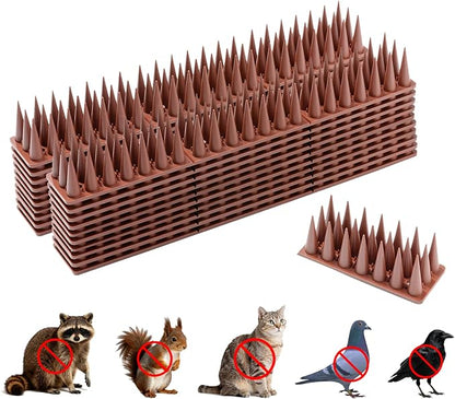 Bird Spikes, 20 Pack Pigeon Cat Squirrel Raccoon Animal Deterrent Spikes Anti-Climb for Outside Anti-Animal Defender Spikes to Keep Birds Away, Brown