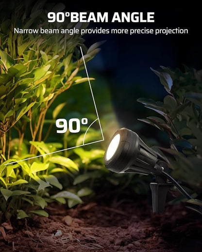 DEWENWILS 120V LED Outdoor Spotlight, 3 Extra Lenses (Red Green Yellow), 5.5W 5000K Plug in Spotlight, Waterproof Landscape Light for Yard, Tree Flag, Holiday, 5FT Extension Cord, UL Listed