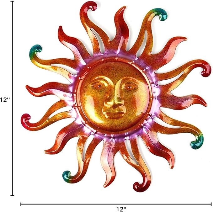 Metal Sun Wall Decor Outdoor Sunface Yard Art for Porch Door Patio Garden Home Indoor Sculpture Decorations