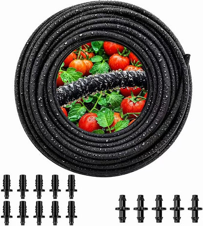Soaker Hose 1/4 Inch 100ft, Garden Soaker Hose for Garden Beds, Trees & Flower Beds, Uniform Seepage Irrigation Hose