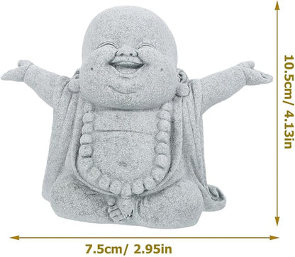Small Sandstone Buddha Statue 4.13In Zen Aquarium Decor Fish Tank Ornament Home Desk Garden Buddhist Figurine