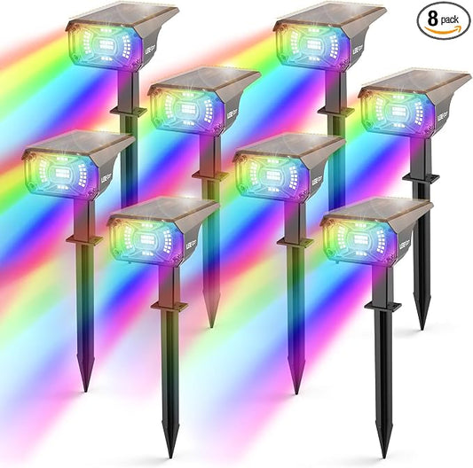 LEREKAM Solar Spotlights Outdoor, 40 LED s Color Changing RGB Waterproof Landscape Lights with 9 Light Modes, Colored Solar Spot Lights Auto On/Off, for Pathway Garden Pool Patio Yard