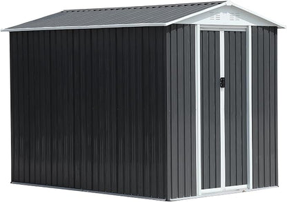Ball & Cast 10x8 FT Outdoor Storage Shed with Windows, Metal Garden Sheds with Punched Vents and Lockable Door,Clearance Tool House with Aluminum Frames for Backyard,Patio,Grey