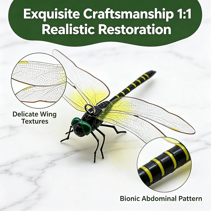 4 Pack Dragonfly Clips, Lifelike Fake Dragonfly Ornaments Outdoor Yard Garden Stakes for Hat,Deer and Horse, Fly Scare Devices for Indoor Outdoor Garden Patio Plants (4 Pack)