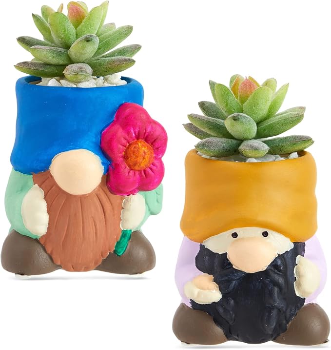 Bright Creations Paintable Ceramic Garden Gnome Planters - 3 x 3 x 4 in, White, Pack of 4, Unfinished - Succulent Pots to Paint with Drainage Holes & Plugs - DIY Pottery Kit