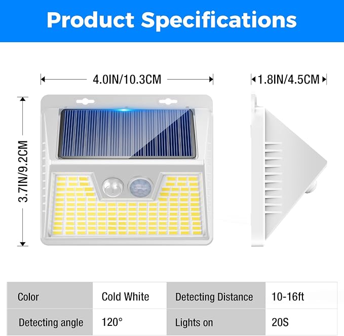 Peasur Solar Lights Outdoor Motion Sensor, 12Pack 140LED Waterproof Solar Powered Fence Lights, 3 Modes Solar Security Wall Lights for Garden Yard Outside(Warm White)