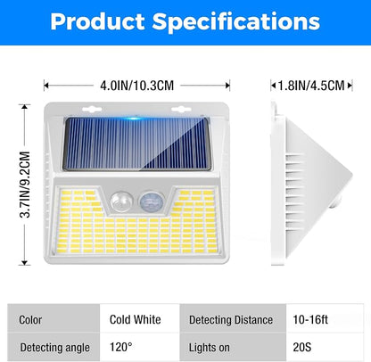 Peasur Solar Lights Outdoor Motion Sensor, 12Pack 140LED Waterproof Solar Powered Fence Lights, 3 Modes Solar Security Wall Lights for Garden Yard Outside(Warm White)