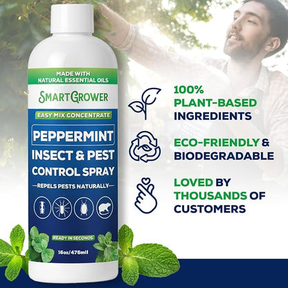 Peppermint Insect & Pest Control Best Value Concentrate - Repels Insects & Pests for Home, Indoor, Outdoor, Garden - Maximum Strength Concentrate (Makes Two Gallons RTU) 16 oz