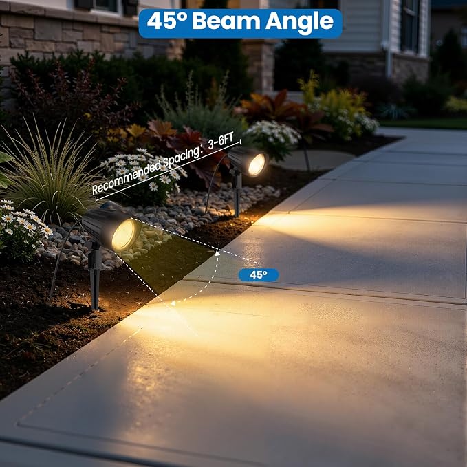 Low Voltage Landscape Lighting, 15W LED Landscape Spotlights with Connectors 12V-24V AC/DC 3000K IP66 Waterproof Warm White Spotlights for Yard Garden Pathway Outdoor (12 Pack)
