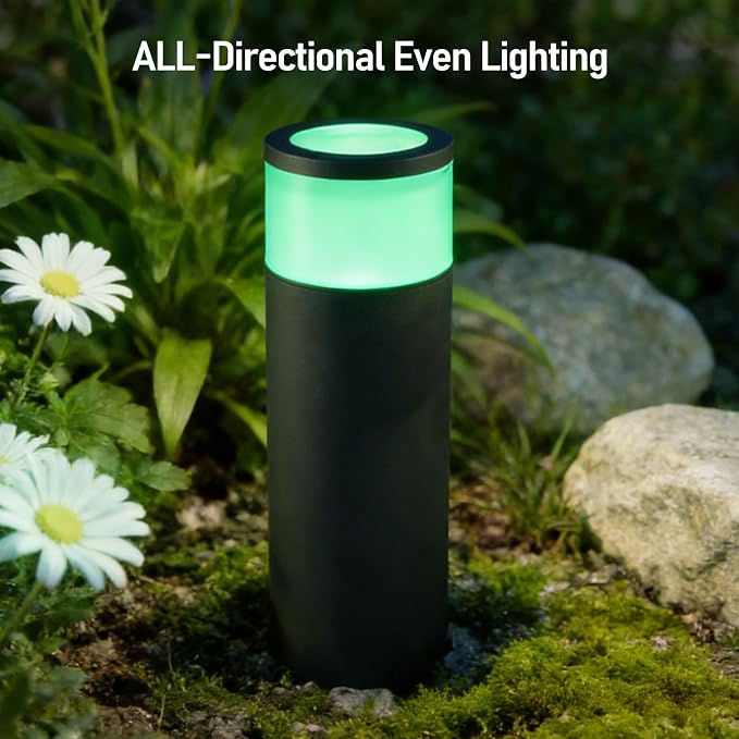 LEONLITE 4-Pack RGBCW Low Voltage Bollard Pathway Lights, 4.5W 360LM | Color Changing, 12V-24V AC/DC, IP65 Waterproof, Cast Aluminum, Multi-Color, LED Landscape Lighting for Walkway Yard Garden