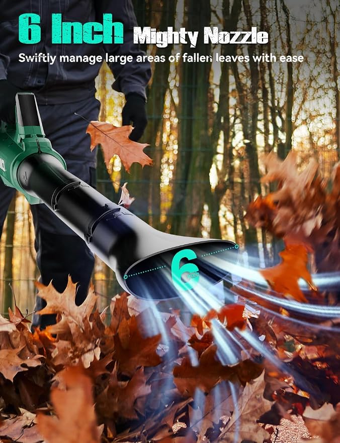 KIMO Leaf Blower Cordless with Battery and Charger, Brushless Motor, 650CFM 160MPH, Turbo Mode and 3 Speeds, 2 Pack 4000mAh Battery Powered Leaf Blowers for Lawn Care, 3 Extended Tube, Shoulder Strap