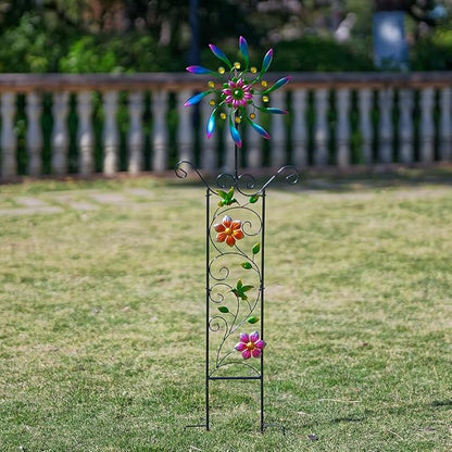 DREAMYSOUL Wind Spinner Outdoor, Wind Sculpture & Weathervane with Decorative Trellis for Climbing Plants, Kinetic Wind Spinners for Yard and Garden