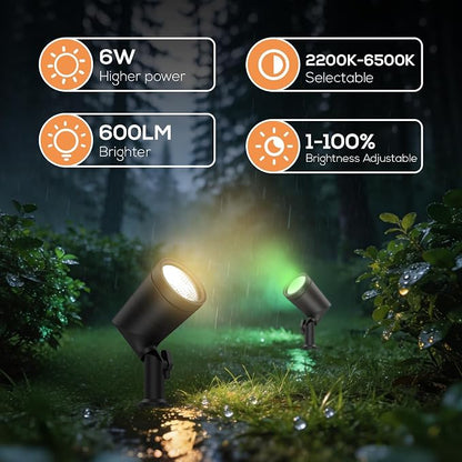 SUNTHIN 16 Pack Smart RGBW Landscape Lights, Color Changing LED Spot Lights | App & Remote Control Outdoor Yard Lighting, Compatible with Alexa & Google Home, IP65 Waterproof for Garden, Lawn, Trees