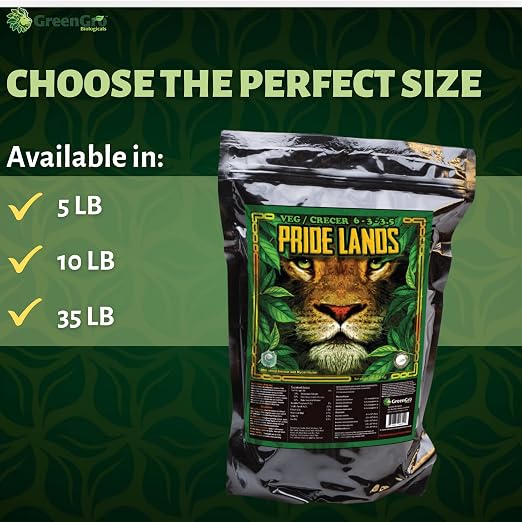 GreenGro Pride Lands Veg 6-3-3.5 | Organic Dry Top Dress Fertilizer | Microbes + Biochar + Mycorrhizae + Amendments | Vegetative Stage Plant Food | Bigger Yields | Indoor & Outdoor | 35 lb