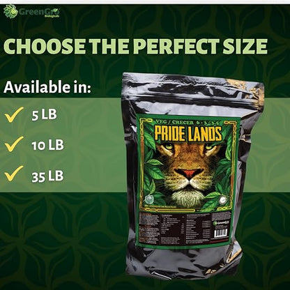 GreenGro Pride Lands Veg 6-3-3.5 | Organic Dry Top Dress Fertilizer | Microbes + Biochar + Mycorrhizae + Amendments | Vegetative Stage Plant Food | Bigger Yields | Indoor & Outdoor | 35 lb