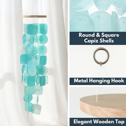 Solange & Frances Wind Chimes for Outside. Capiz Shell Wind Chime Outdoor Decor. Unique House Decor and Birthday Gifts for Women. Ideal Gifts for Women Who Have Everything