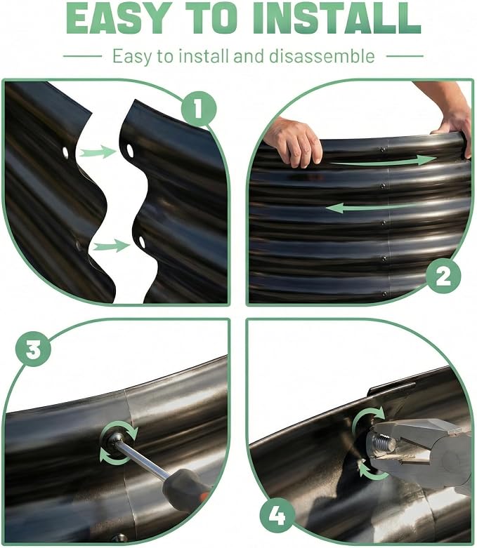 AHEONLAR 3 Pack 6×3×1ft Galvanized Raised Garden Bed, Oval Durable Planter Boxes Outdoor for Vegetables, Fruits, Flowers and Plants, Quick Assembly, Black
