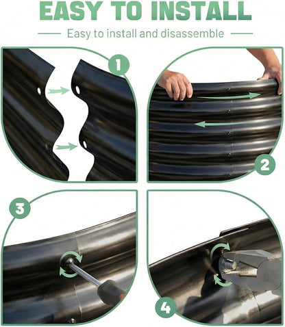 AHEONLAR 3 Pack 6×3×1ft Galvanized Raised Garden Bed, Oval Durable Planter Boxes Outdoor for Vegetables, Fruits, Flowers and Plants, Quick Assembly, Black