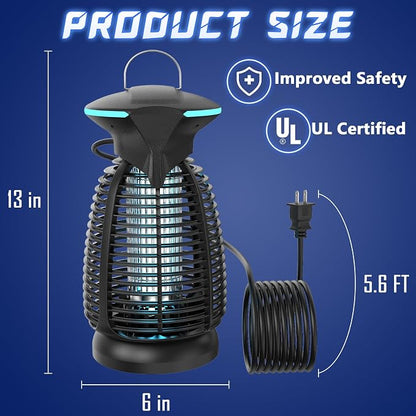 Bug Zapper Outdoor for Mosquito Flies - Waterproof Insect Killer Trap Lamp Electric 4200V Powerful Bug Zappers Indoor with LED Light for Patio Porch Garage Backyard & Home