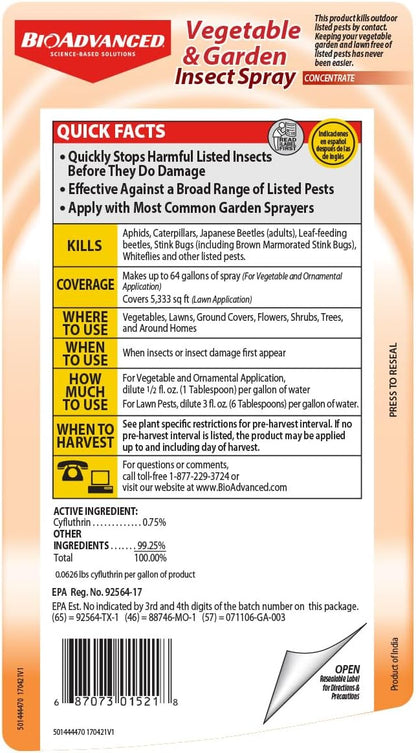 BioAdvanced Vegetable & Garden Insect Spray Concentrate - 32 fl oz Bottle