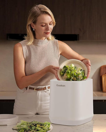 4L Electric Composter for Kitchen, Smart Countertop Compost Bin, Odorless | Low Noise | Auto-Cleaning | Turn Food Waste into Fertilizer, Indoor Food Waste Compost Machine, White