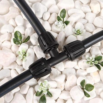RedChili 14 Pcs 1/2 Inch Irrigation Tubing Tee Fittings, (1/2" ID x0.6-0.65" OD) 16mm Drip Tubing Barbed Locked Nuts Connectors Anti-Drop 1/2" T Parts for Garden Lawn Irrigation System